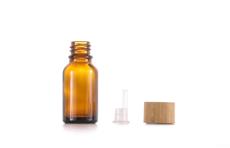 Glass Oil Bottles with Bamboo Cap Screw Wood Lid with Stopper