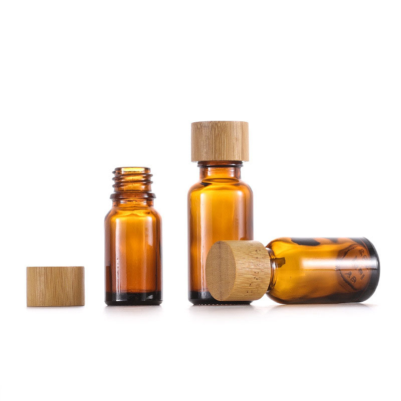 Glass Oil Bottles with Bamboo Cap Screw Wood Lid with Stopper