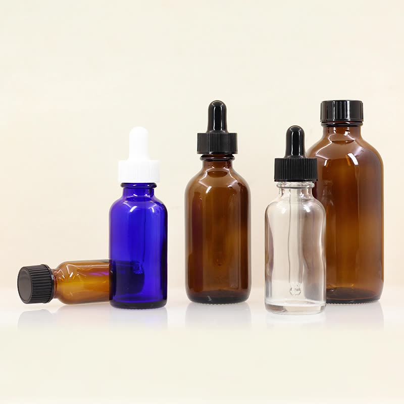 boston round glass bottles with droppers