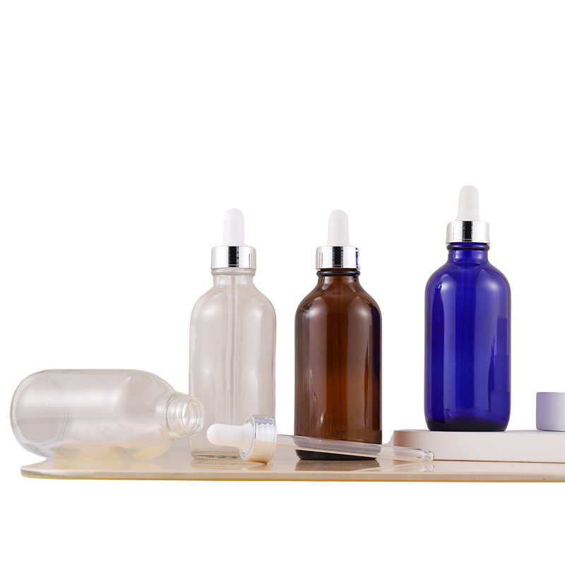 boston round glass bottles with droppers