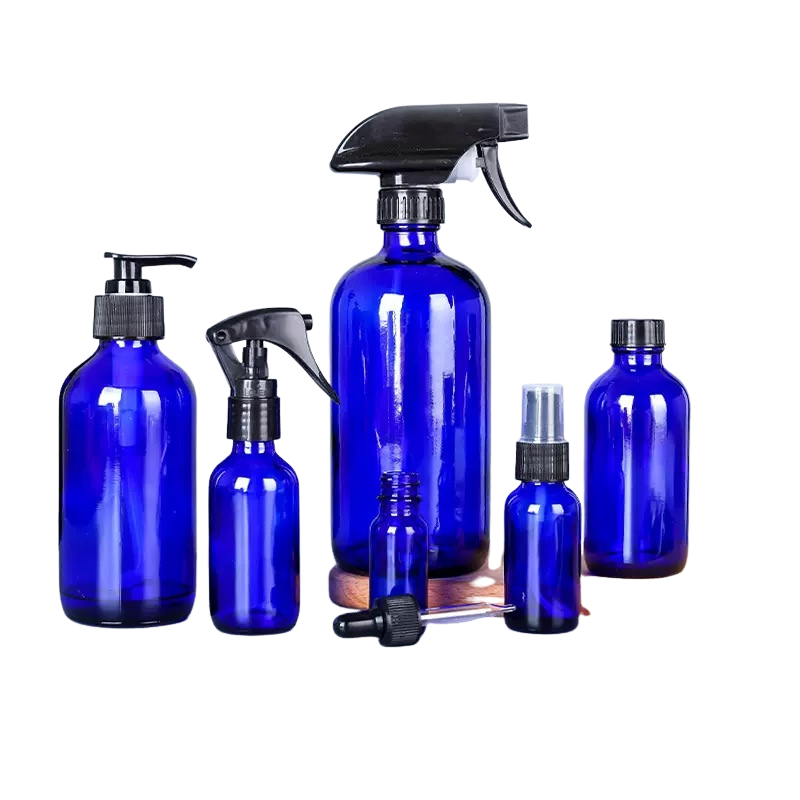 boston round bottle with pumps